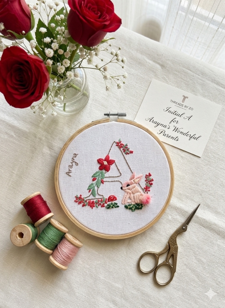Close-up detail of premium hand embroidery thread and stitching