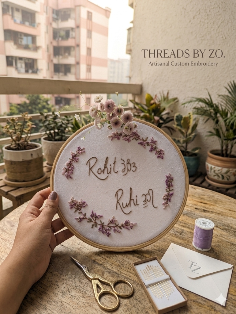 Personalized custom name embroidery hoop art