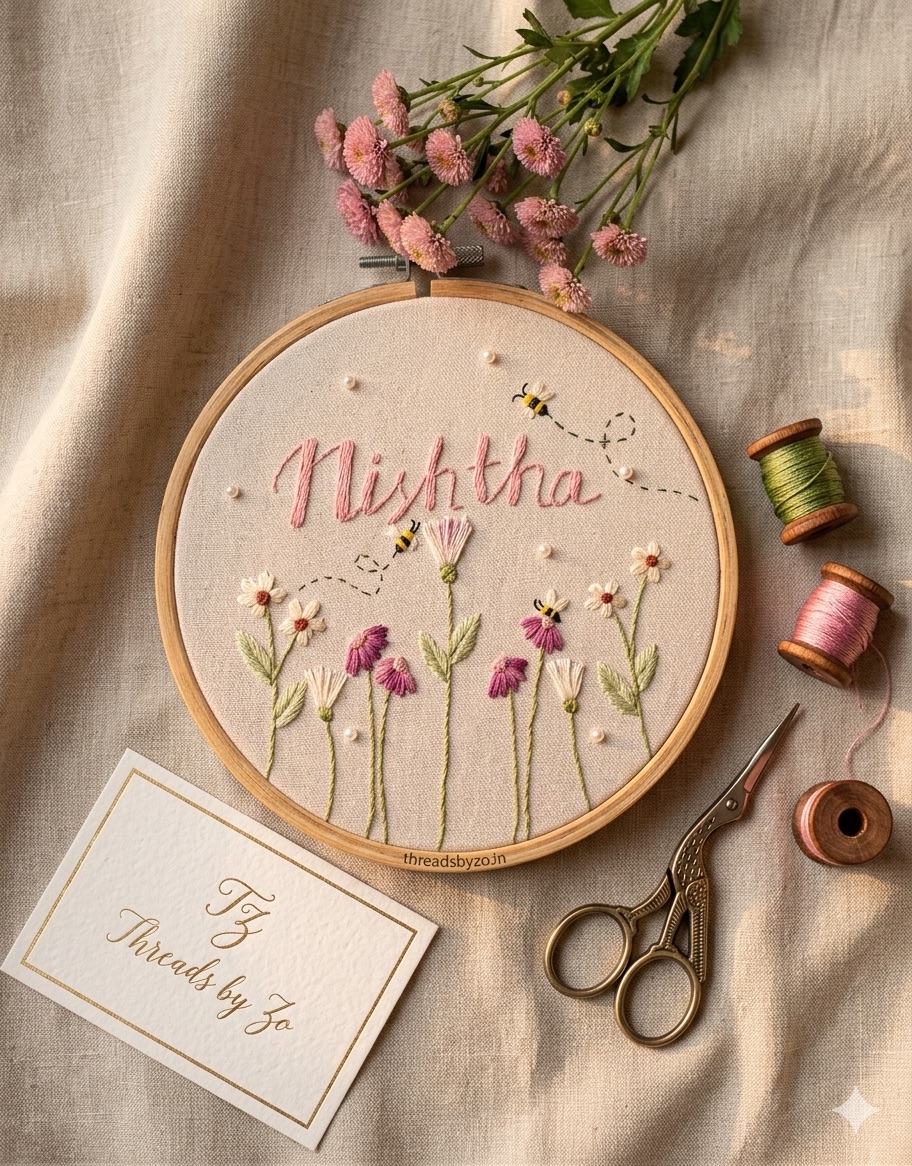 Nishtha personalized baby nursery embroidery art